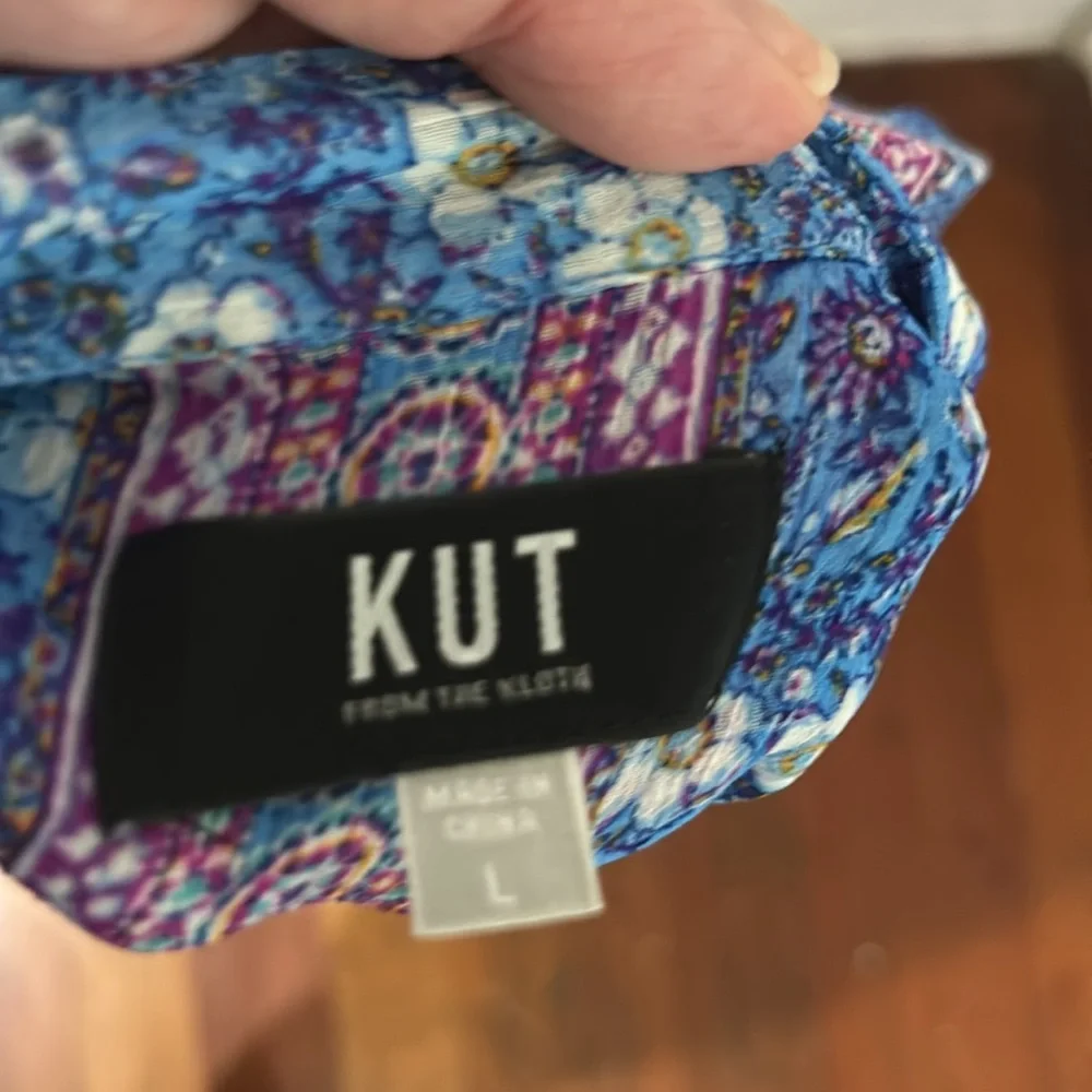 Kut from the Kloth Blue and Pink Button Down Shirt - Picture 7 of 8